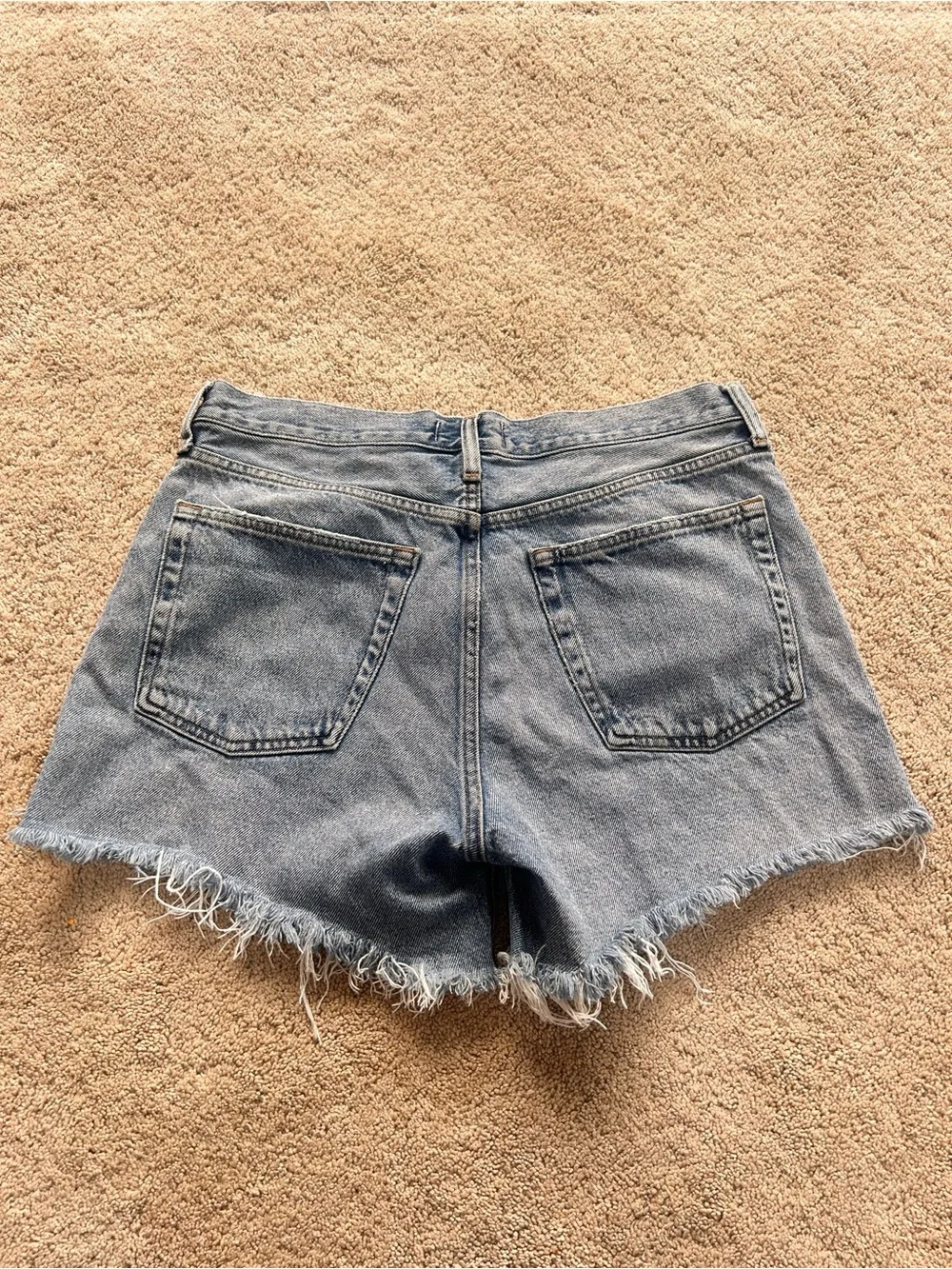 AGOLDE Parker Long High-Rise Distressed Denim Shorts